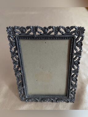 Papel Freelance Vintage Ornate Filigree Pewter Tone Metal Picture Frame L89352